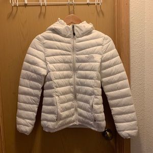 North Face White Hooded Puffer Jacket